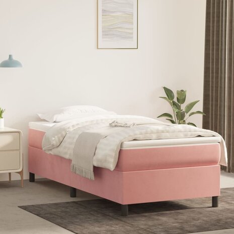 Boxspring met matras fluweel roze 90x200 cm 8720845551612 1