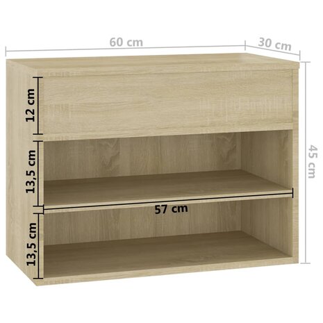 Schoenenbank 60x30x45 cm bewerkt hout sonoma eikenkleurig 8720286643389 8