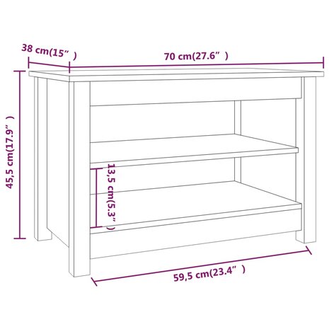 Schoenenbank 70x38x45,5 cm massief grenenhout wit 8720286922613 7