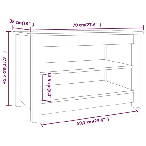 Schoenenbank 70x38x45,5 cm massief grenenhout zwart 8720286922644 7