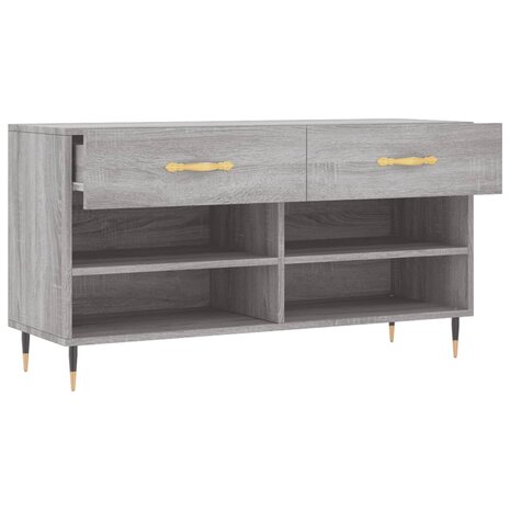 Schoenenbank 102x35x55 cm bewerkt hout grijs sonoma eikenkleur 8720845442026 5