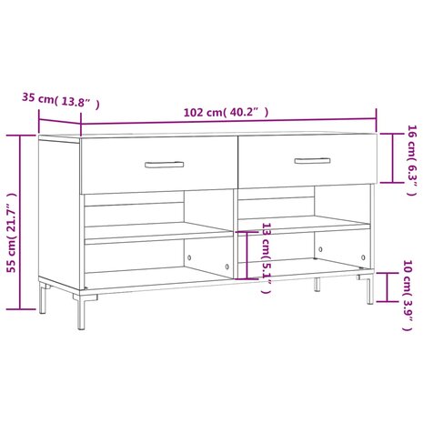 Schoenenbank 102x35x55 cm bewerkt hout wit 8720845442200 12