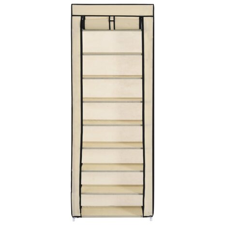 Schoenenkast met hoes 57x29x162 cm stof crème 8719883564753 2