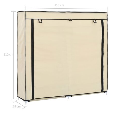 Schoenenkast met hoes 115x28x110 cm stof crème 8719883564777 8