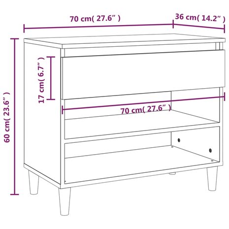 Schoenenkast 70x36x60 cm bewerkt hout hoogglans wit 8720287224464 10