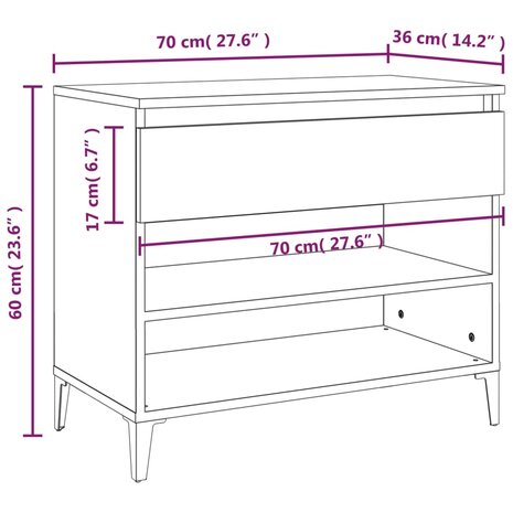 Schoenenkast 70x36x60 cm bewerkt hout sonoma eikenkleurig 8720287224556 10