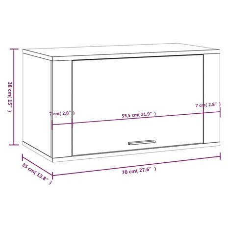 Wandschoenenkast 70x35x38 cm bewerkt hout zwart 8720287224778 9