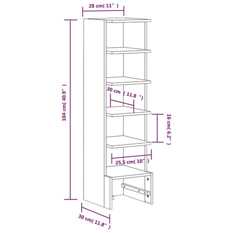 Schoenenkast 28x30x104 cm massief grenenhout wasbruin 8721012196759 9