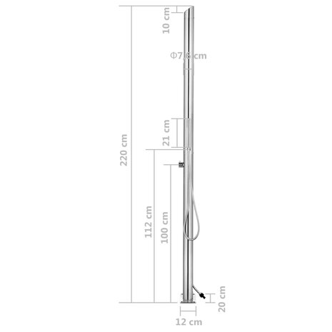 Buitendouche 220 cm roestvrij staal 8720286242186 11