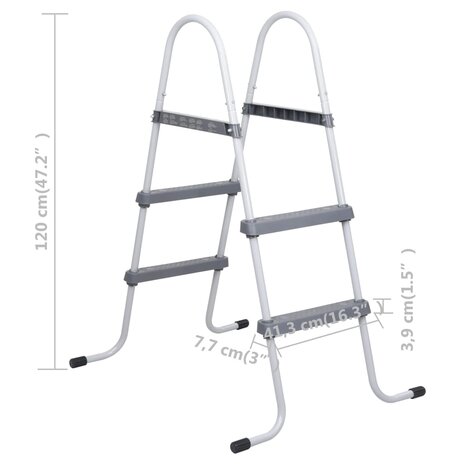 Zwembadladder 84 cm staal grijs 8720845724511 6