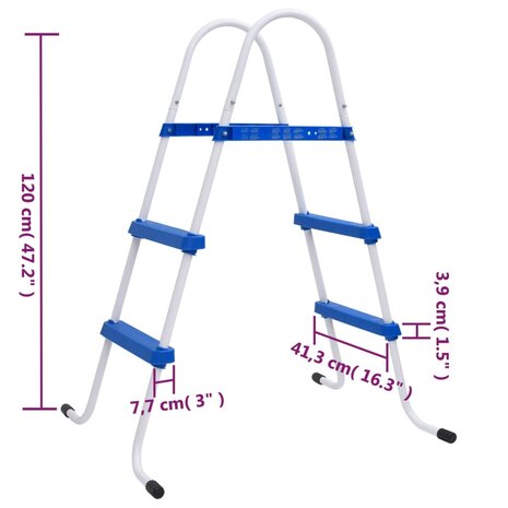 Zwembadladder 84 cm blauw en wit 8720845724528 5