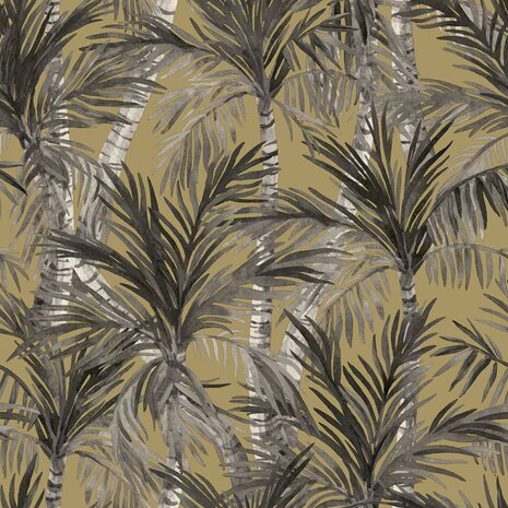 DUTCH WALLCOVERINGS Behang Palm Trees goudkleurig en zwart 3294270379028 2