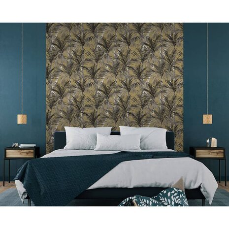 DUTCH WALLCOVERINGS Behang Palm Trees goudkleurig en zwart 3294270379028 7