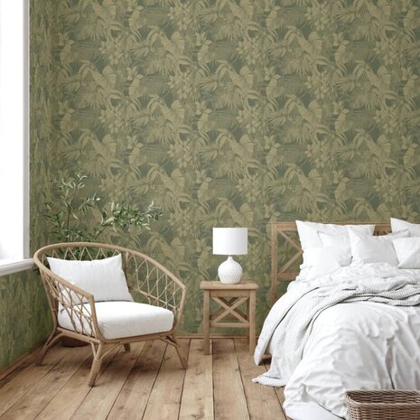 DUTCH WALLCOVERINGS Behang Joelle groen en goudkleurig 5411012468590 3