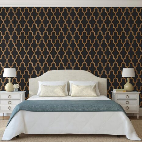 DUTCH WALLCOVERINGS Behang Geometric zwart en goudkleurig 8809660036662 4