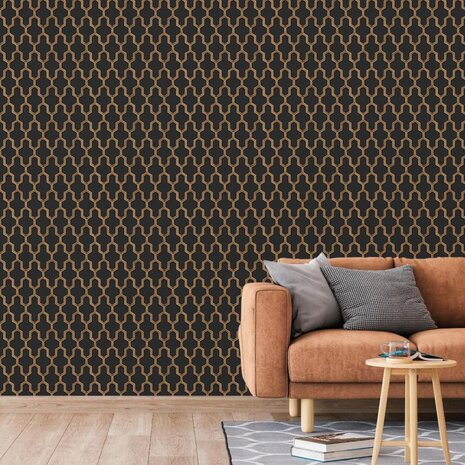 DUTCH WALLCOVERINGS Behang Geometric zwart en goudkleurig 8809660036662 6