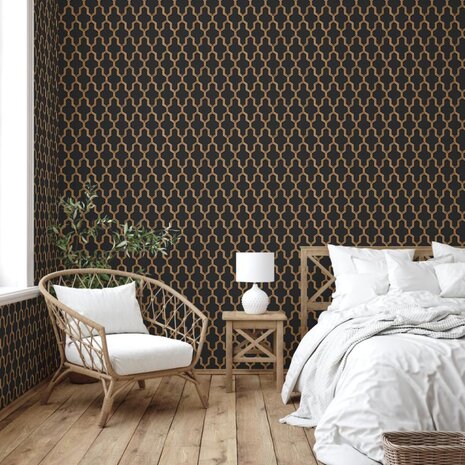 DUTCH WALLCOVERINGS Behang Geometric zwart en goudkleurig 8809660036662 7