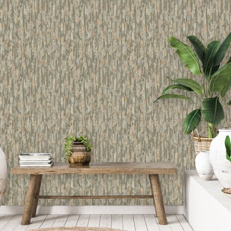 DUTCH WALLCOVERINGS Behang Phoenix groen en beige 5411012472573 1