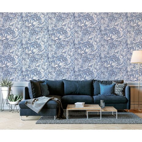 DUTCH WALLCOVERINGS Behang Liquid Marble blauw 5050192693929 1