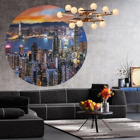 WallArt Behangcirkel Skyline by Night 190 cm 8719992629022 5