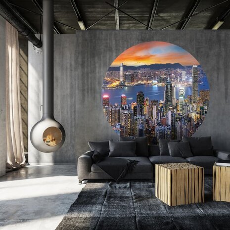 WallArt Behangcirkel Skyline by Night 142,5 cm 8719992629039 4