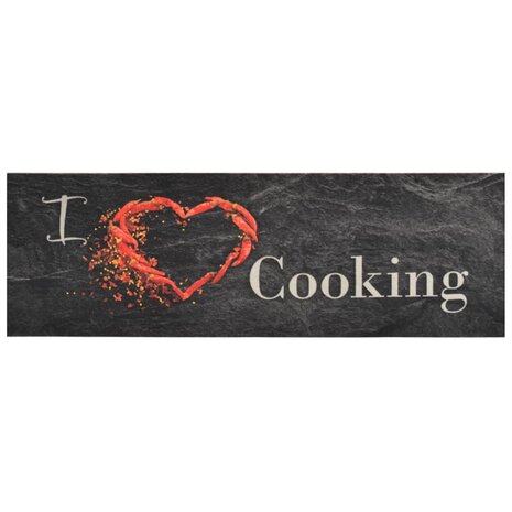 Keukenmat wasbaar cooking-print 60x180 cm fluweel zwart 8720845917715 2