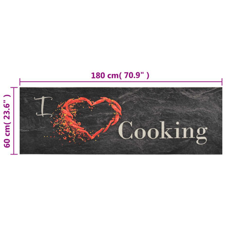 Keukenmat wasbaar cooking-print 60x180 cm fluweel zwart 8720845917715 5