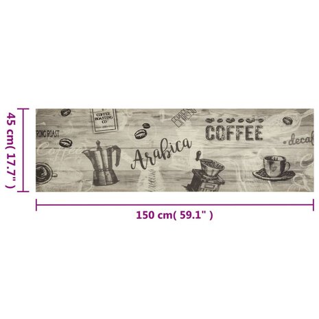 Keukenmat wasbaar koffieprint 45x150 cm fluweel grijs 8721012918573 5