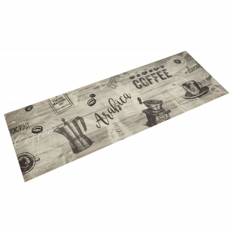 Keukenmat wasbaar koffieprint 60x180 cm fluweel grijs 8721012918580 1