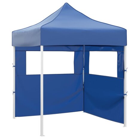 Partytent met 2 zijwanden inklapbaar 2x2 m staal blauw 8719883800301 1