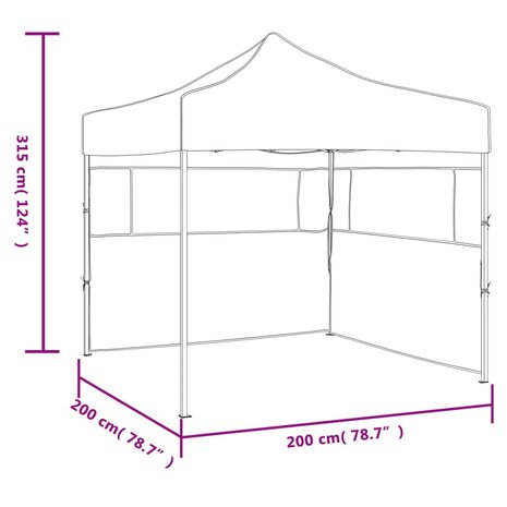 Partytent met 2 zijwanden inklapbaar 2x2 m staal blauw 8719883800301 9