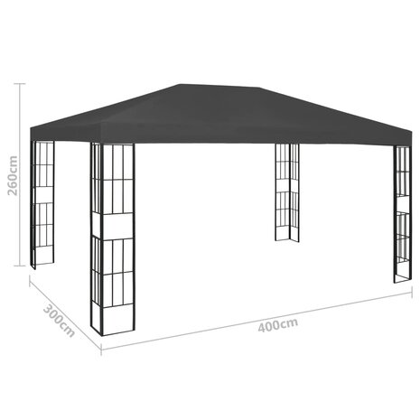 Prieel met LED-lichtslinger 3x4 m antracietkleurig 8720286365878 11