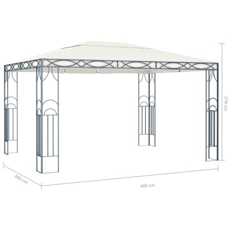 Prieel met LED-lichtslinger 400x300 cm crèmekleurig 8720286366042 9