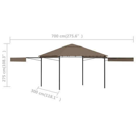 Prieel met uitschuifbare daken 180 g/m² 3x3x2,75 m taupe 8720286106877 9