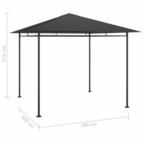 Prieel 180 g/m² 3x3x2,7 m antracietkleurig 8720286153345 4