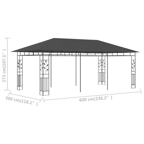 Prieel met klamboe 6x3x2,73 m antraciet 8719883770987 6