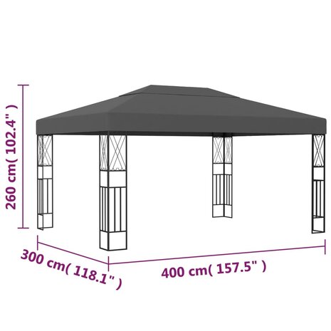 Prieel 3x4 m stof antraciet 8719883771328 6