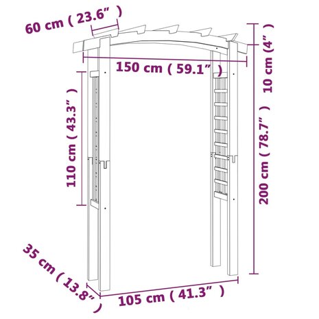 Tuinboog 150x60x210 cm hout 8718475921707 6