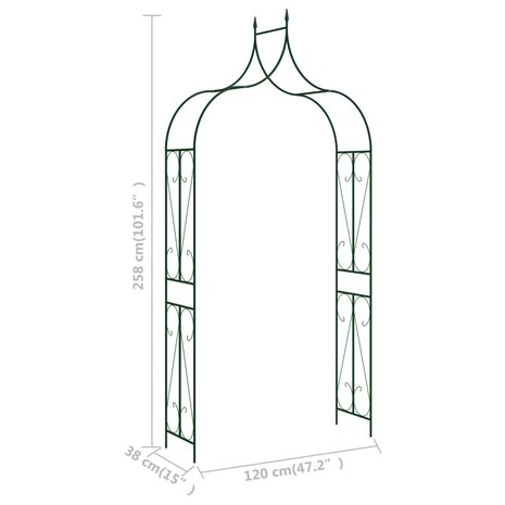 Tuinboog 120x38x258 cm ijzer donkergroen 8719883757360 5