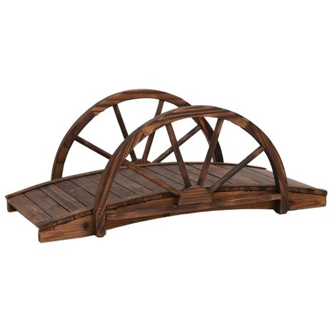 Tuinbrug met half wiel 99x50x38 cm massief vurenhout 8720845754587 2