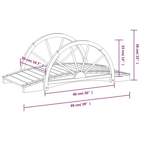 Tuinbrug met half wiel 99x50x38 cm massief vurenhout 8720845754587 6