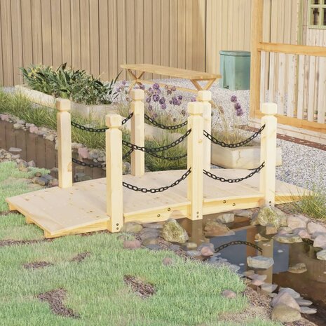 Tuinbrug met kettingrails 150x67x56 cm massief vurenhout 8720845754730 1