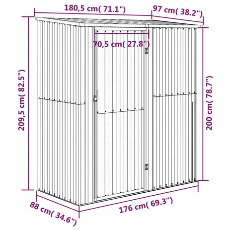 Tuinschuur 180,5x97x209,5 cm gegalvaniseerd staal groen 8720286512722 8