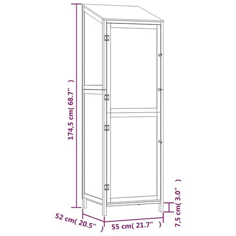 Tuinschuur 55x52x174,5 cm massief vurenhout 8720286996478 8