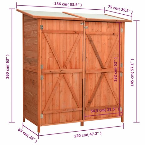 Tuinschuur 136x75x160 cm massief vurenhout 8720286601105 10