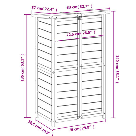 Tuinschuur 83x57x140 cm massief grenenhout grijs 8720845798154 8