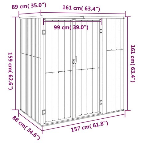 Tuinschuur 161x89x161 cm gegalvaniseerd staal groen 8720286512845 7