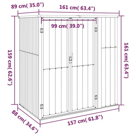 Tuinschuur 161x89x161 cm gegalvaniseerd staal antracietkleurig 8720286512869 7