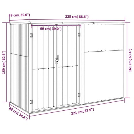 Tuinschuur 225x89x161 cm gegalvaniseerd staal groen 8720286512883 7