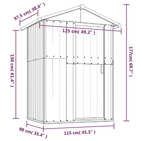 Tuinschuur 126x97,5x177 cm gegalvaniseerd staal groen 8720286513088 8